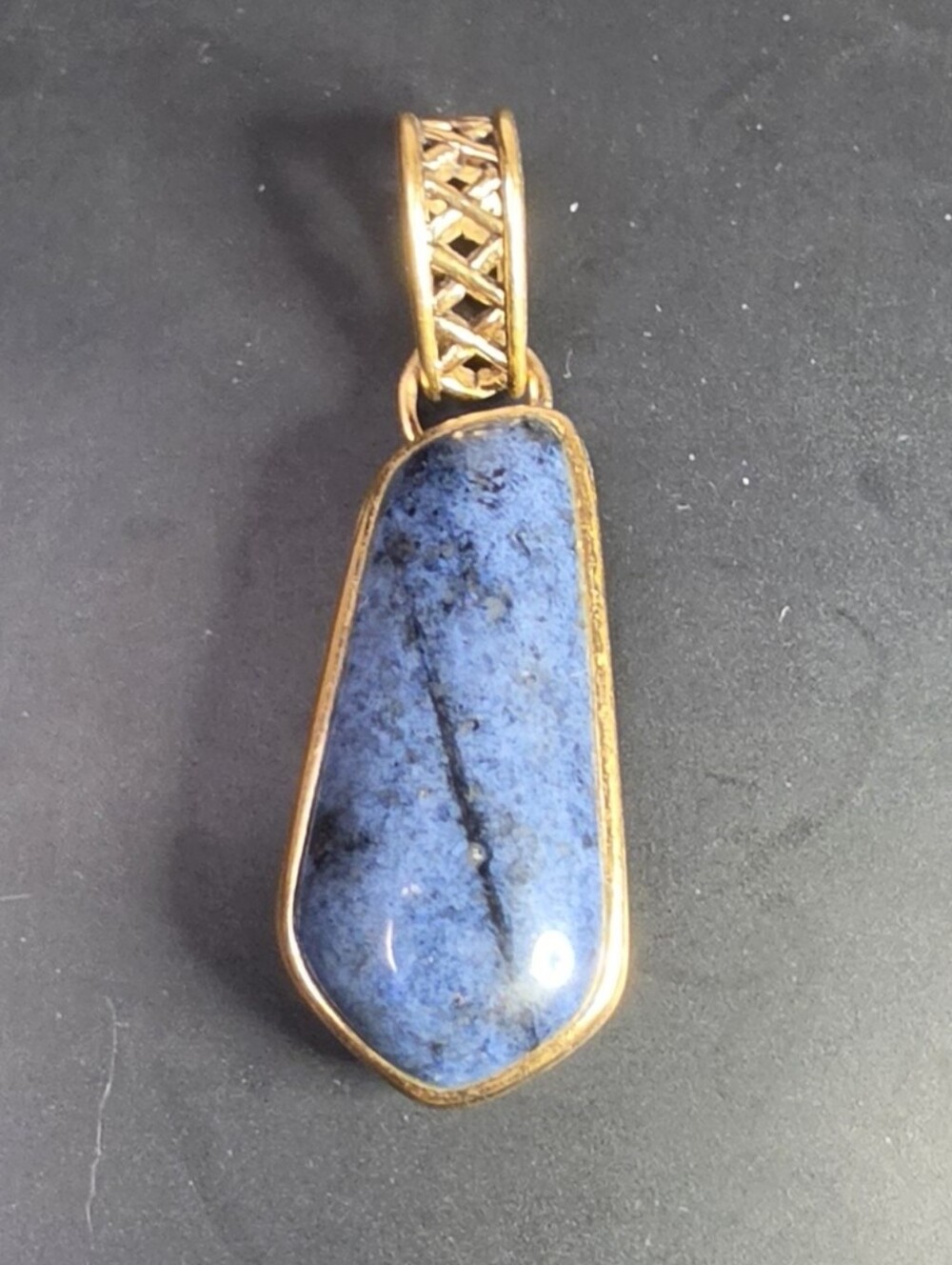 Gold Pendant Necklace with Blue Stone Barse Jewelry